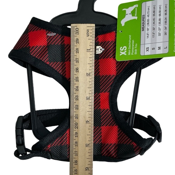 Unique Petz Dog Harness XS Adjustable Comfy Red Black Tartan Plaid Size XS - Picture 10 of 16